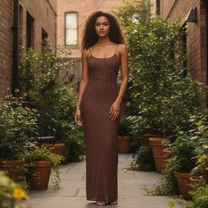 Women's Stretch Whimsigoth Maxi‎ Dress Gown Orange Sparkle Formal Fairy Witchy